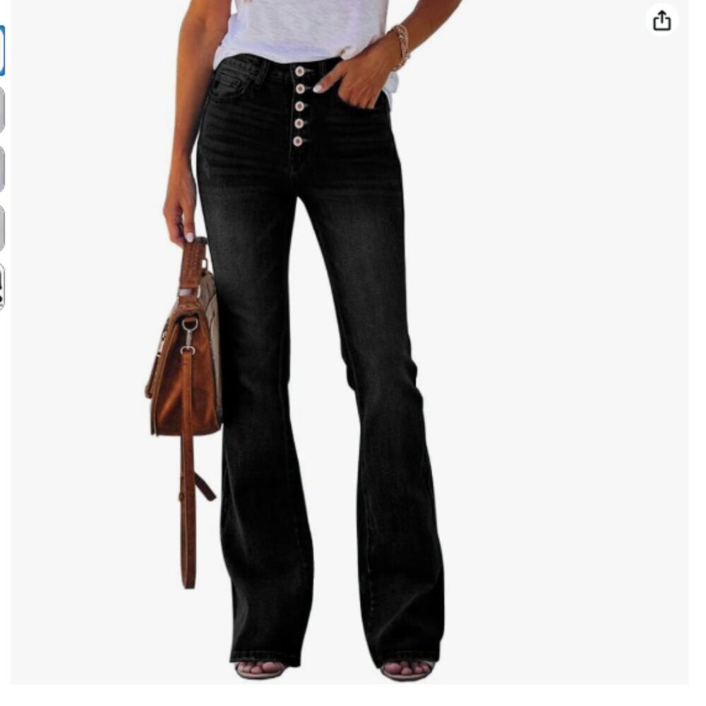 Womens High Waisted Jeans Boyfriend Stretch Flare Casual Bootcut Denim Pants